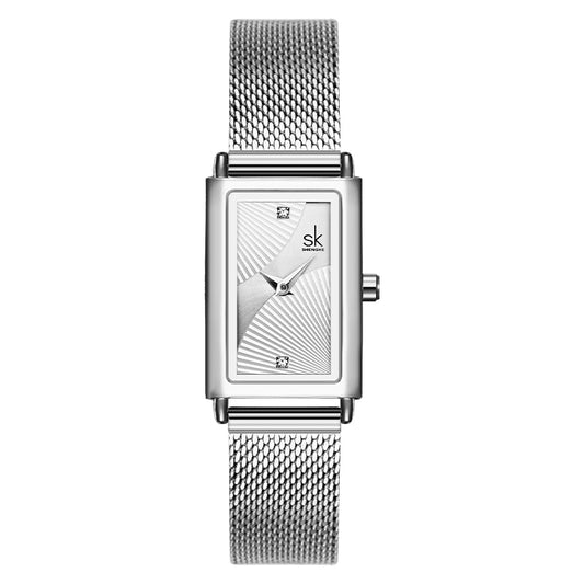 Women's Fashion Rectangle Quartz Watch With Mesh