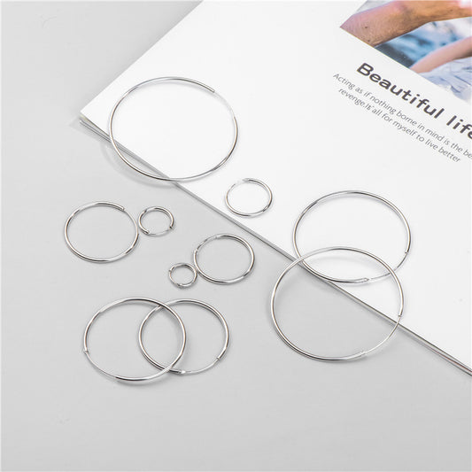 1001 Women's Fashion Sterling Silver Hoops