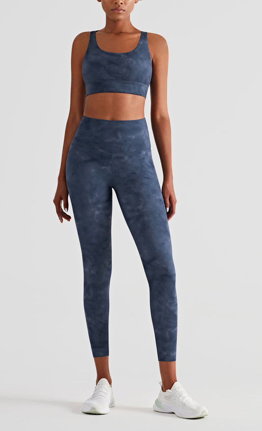 Tie Dye Blue High Rise Leggings