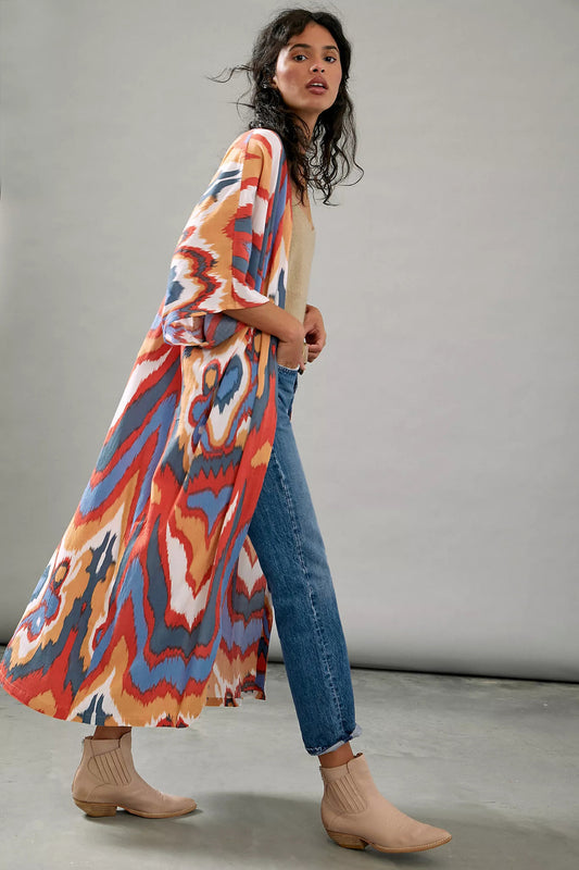 Multicolored Printing Kimono